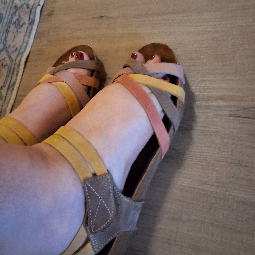 Vibrant Yellow and Pink Sandals for Casual Comfort (EUC ONLY tried On ) - Picture 12 of 12